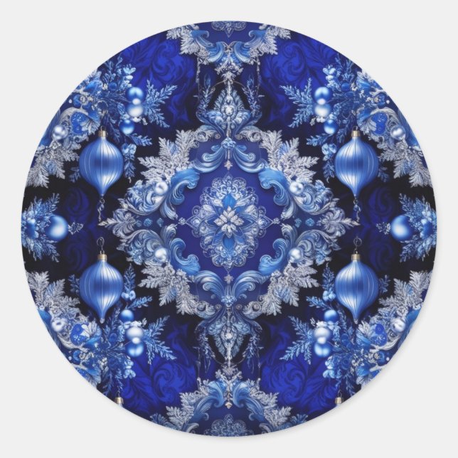 Blue Decoration Ornaments Holiday Sticker (Vorderseite)
