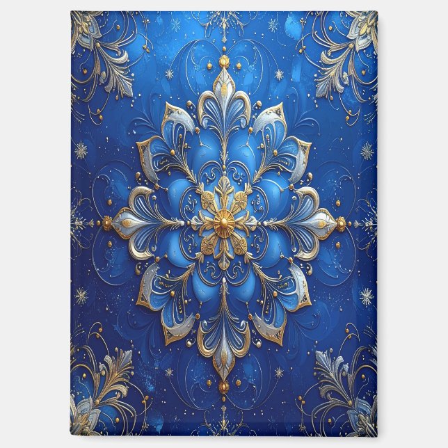 Blue Decorative Christmas Holiday Magnet (Vorderseite)