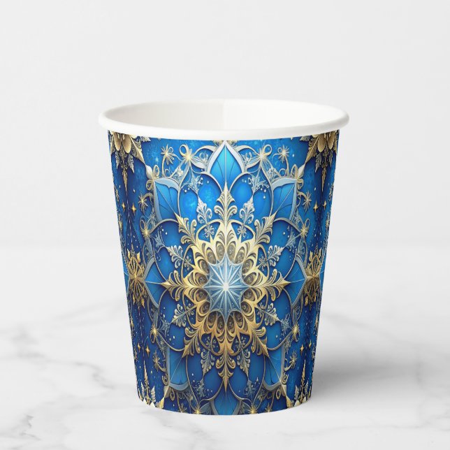 Blue Decorative Christmas Holiday Paper Cups Pappbecher (Links)