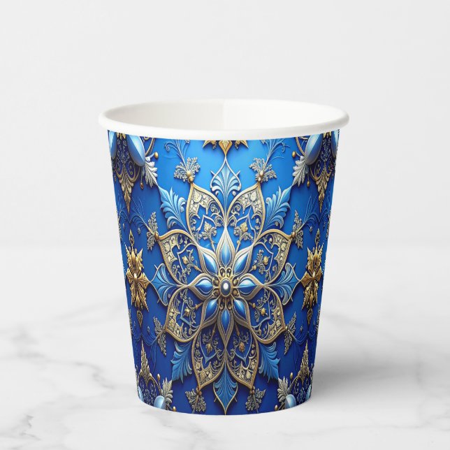 Blue Decorative Christmas Holiday Paper Cups Pappbecher (Links)