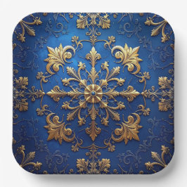 Blue Decorative Christmas Holiday Paper Plate Pappteller