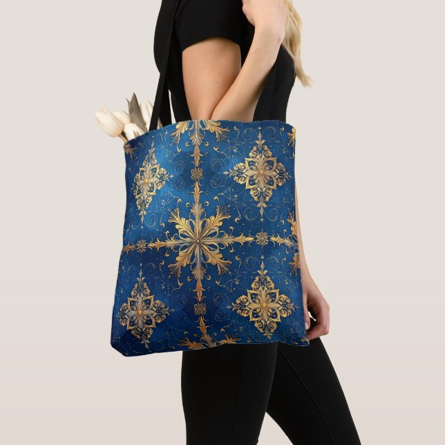 Blue Decorative Christmas Holiday Tote Bag (Von Nahem)