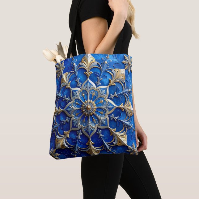 Blue Decorative Christmas Holiday Tote Bag (Von Nahem)