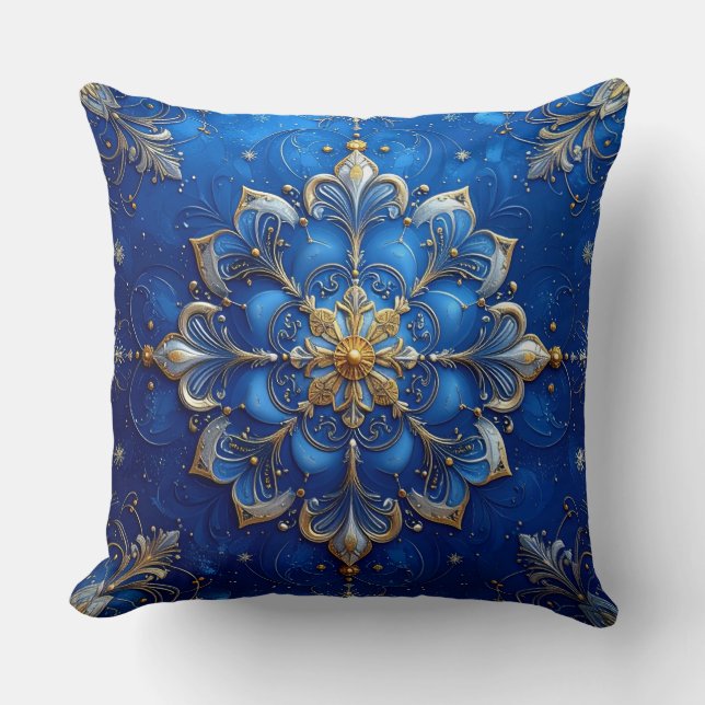 Blue Decorative Christmas Throw Pillow Kissen (Vorderseite)
