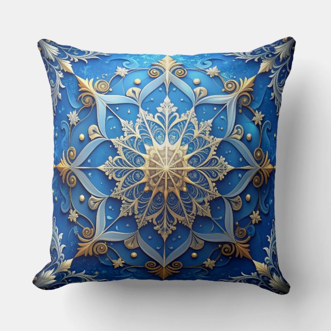 Blue Decorative Christmas Throw Pillow Kissen (Vorderseite)