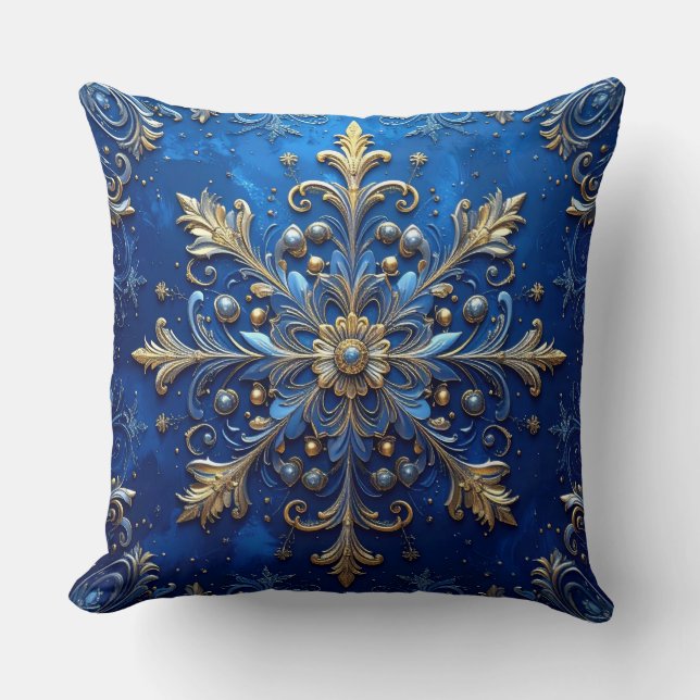 Blue Decorative Christmas Throw Pillow Kissen (Vorderseite)