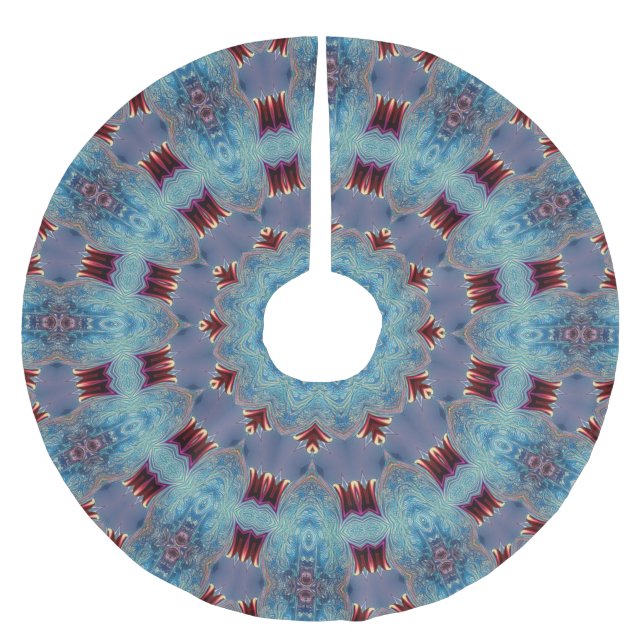 Blue Decorative Christmas Tree Skirt Polyester Weihnachtsbaumdecke (Vorderseite)