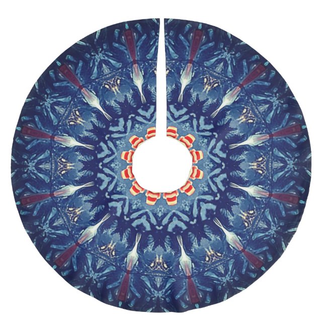 Blue Decorative Christmas Tree Skirt Polyester Weihnachtsbaumdecke (Vorderseite)