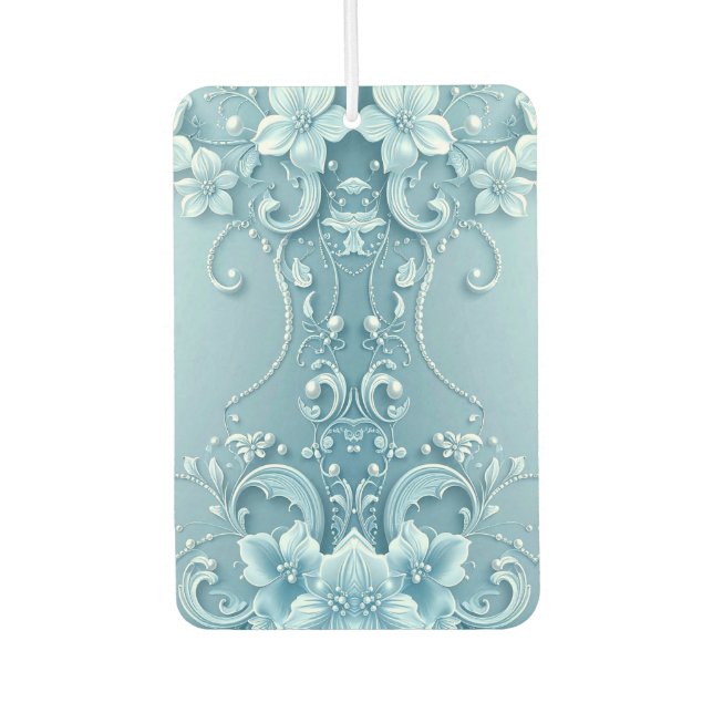 Blue Decorative Floral Air Freshener Autolufterfrischer (Vorderseite)