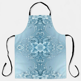 Blue Decorative Floral Apron Schürze