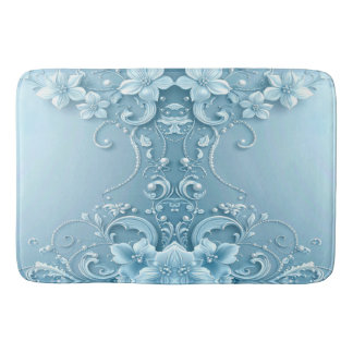 Blue Decorative Floral Bath Mat Badematte