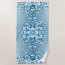 Blue Decorative Floral Beach Towel Strandtuch