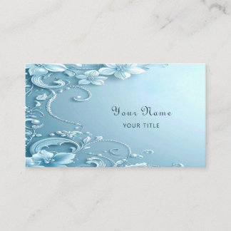 Blue Decorative Floral Business Card Visitenkarte