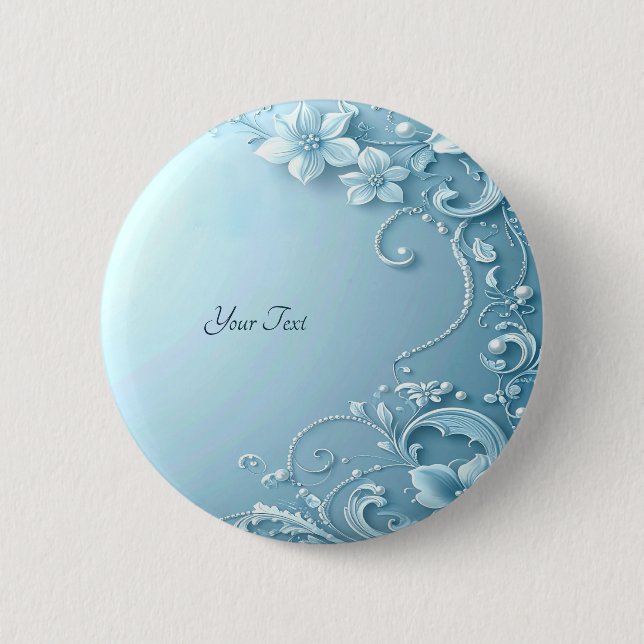 Blue Decorative Floral Button (Vorderseite)