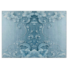 Blue Decorative Floral Cutting Board Schneidebrett