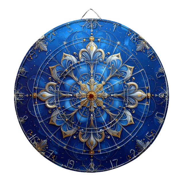 Blue Decorative Floral Dartboard Dartscheibe (vorne)