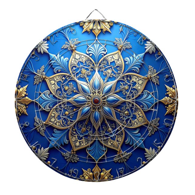 Blue Decorative Floral Dartboard Dartscheibe (vorne)