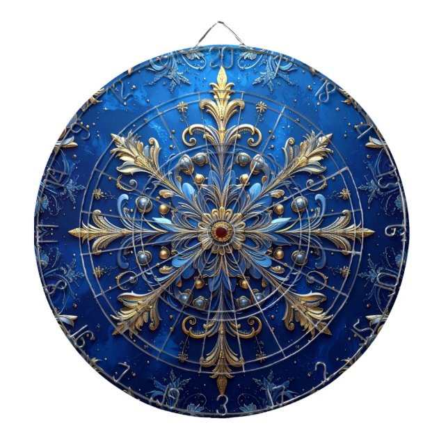 Blue Decorative Floral Dartboard Dartscheibe (vorne)