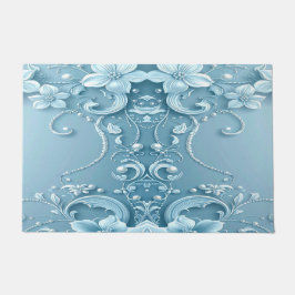 Blue Decorative Floral Doormat Fußmatte