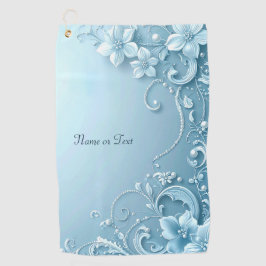 Blue Decorative Floral Golf Towel Golfhandtuch