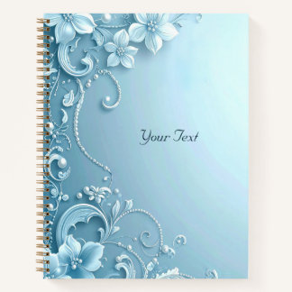 Blue Decorative Floral Notebook Notizbuch
