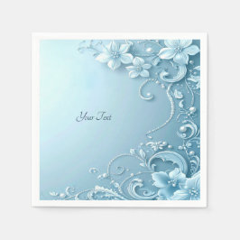 Blue Decorative Floral Serviette