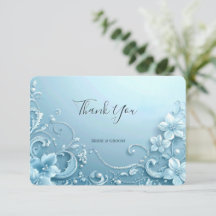 Blue Decorative Floral Thank You Card