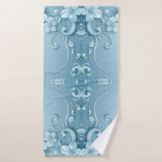 Blue Decorative Floral Towel Set