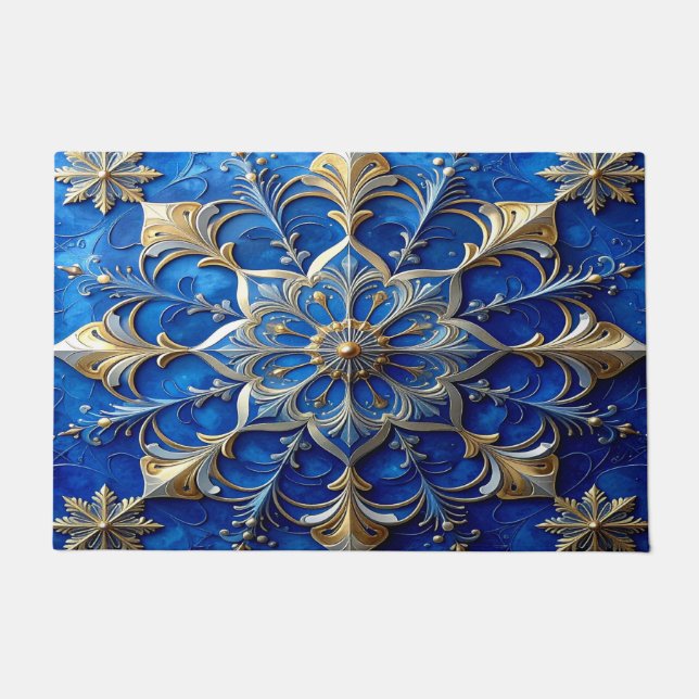 Blue Decorative Holiday Doormat Fußmatte (Vorderseite)