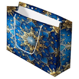 Blue Decorative Holiday Gift Bag Große Geschenktüte