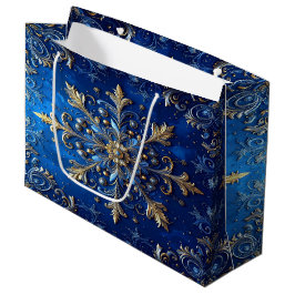 Blue Decorative Holiday Gift Bag Große Geschenktüte