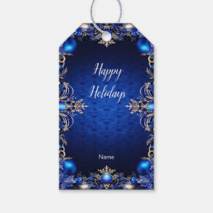 Blue Decorative Holiday Gift Tag Geschenkanhänger