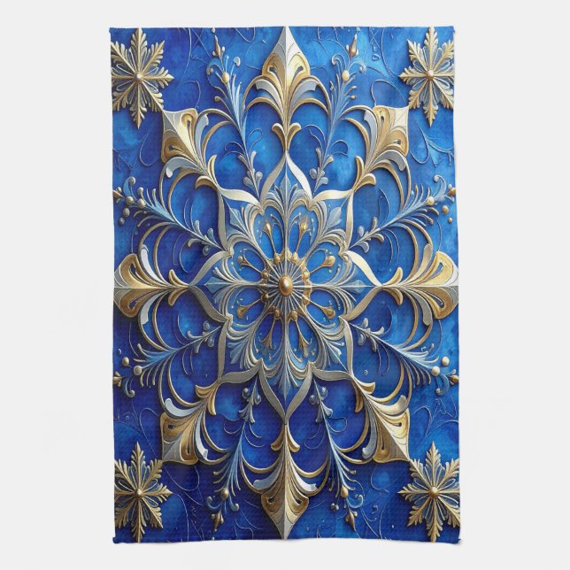 Blue Decorative Holiday Kitchen Towel Geschirrtuch (Vertikal)