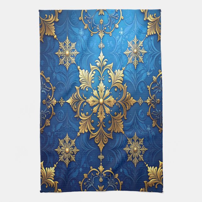 Blue Decorative Holiday Kitchen Towel Geschirrtuch (Vertikal)