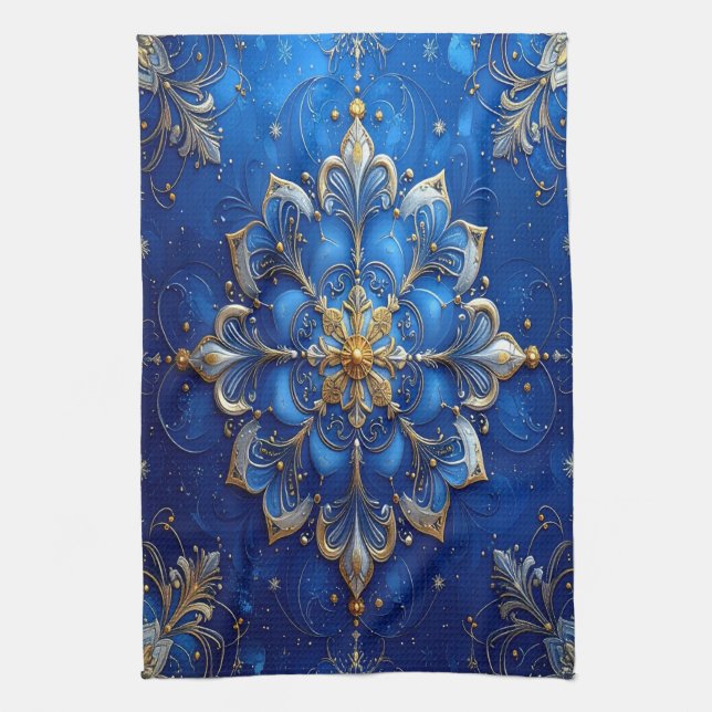 Blue Decorative Holiday Kitchen Towel Geschirrtuch (Vertikal)