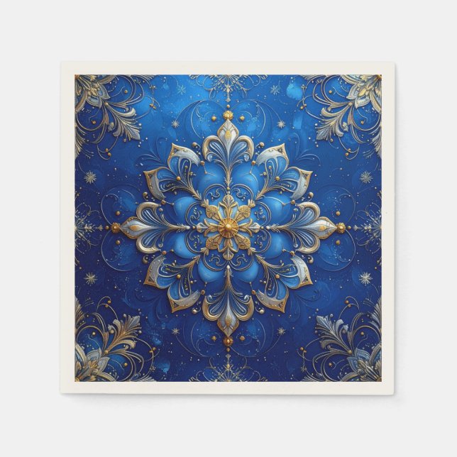 Blue Decorative Holiday Napkin Serviette (Vorderseite)