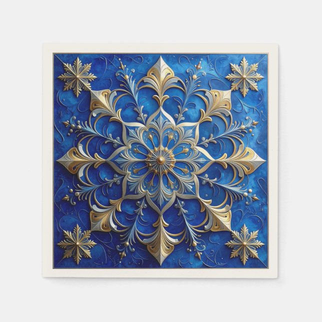 Blue Decorative Holiday Napkin Serviette (Vorderseite)