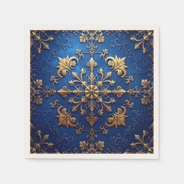 Blue Decorative Holiday Napkin Serviette (Vorderseite)