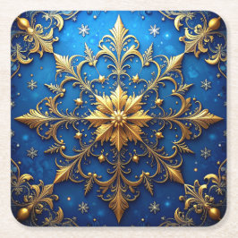 Blue Decorative Holiday Paper Coaster Rechteckiger Pappuntersetzer