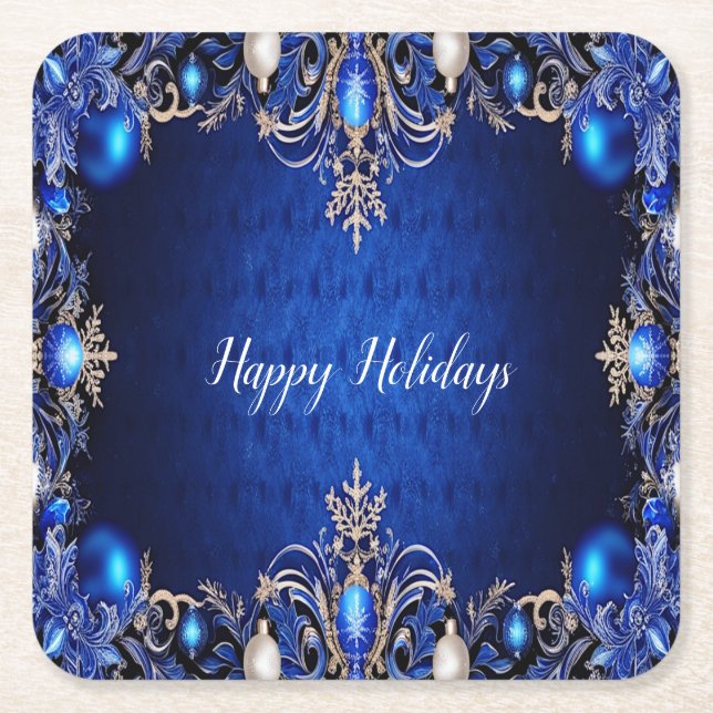 Blue Decorative Holiday Paper Untersetzer (Vorderseite)