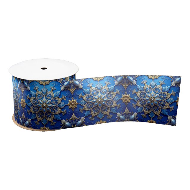 Blue Decorative Holiday Satin Ribbon Satinband (Spule)