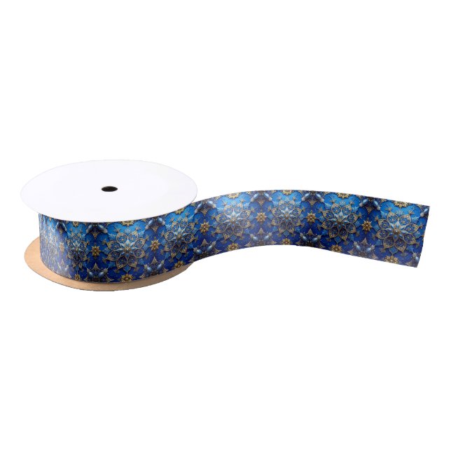 Blue Decorative Holiday Satin Ribbon Satinband (Spule)