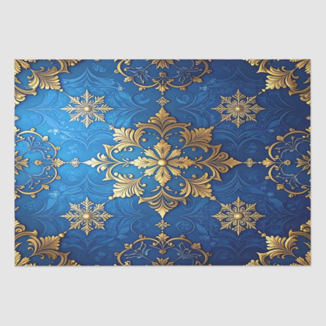 Blue Decorative Holiday Tissue Paper Seidenpapier (Vorderseite)