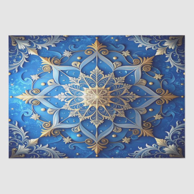 Blue Decorative Holiday Tissue Paper Seidenpapier (Vorderseite)