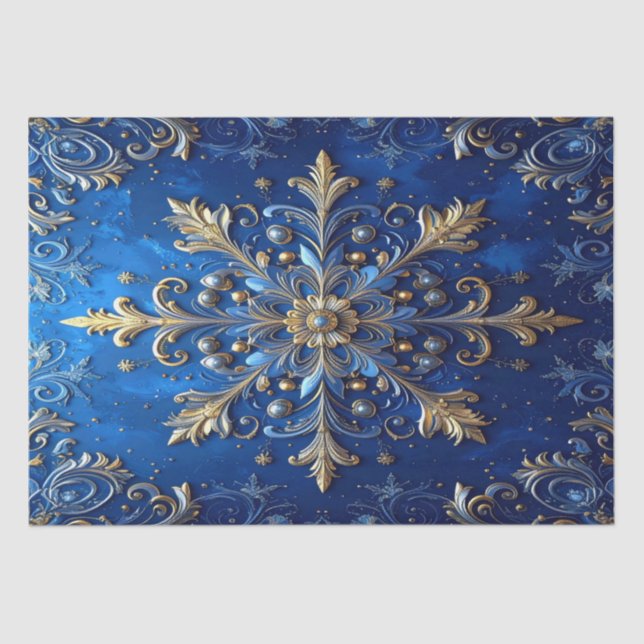 Blue Decorative Holiday Tissue Paper Seidenpapier (Vorderseite)