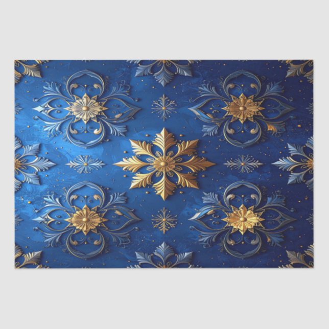 Blue Decorative Holiday Tissue Paper Seidenpapier (Vorderseite)