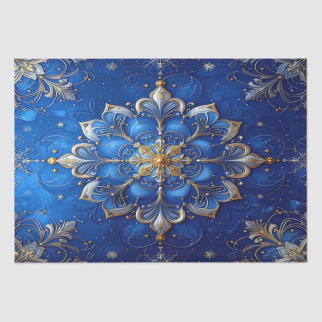 Blue Decorative Holiday Tissue Paper Seidenpapier (Vorderseite)