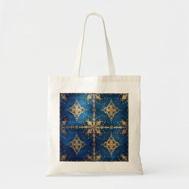 Blue Decorative Holiday Tote Bag Tragetasche (Vorne)
