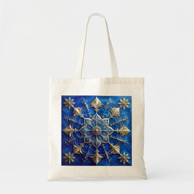 Blue Decorative Holiday Tote Bag Tragetasche (Vorne)