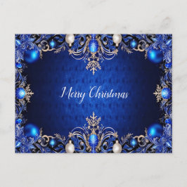 Blue Decorative Holiday Weihnachten Postcard Postkarte